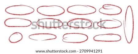 Pencil crayon line circles in simple hand drawn grunge textured style collection. Chalk sketch doodle check underline frames.