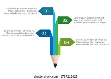 Pencil creative infographics concept with four step options