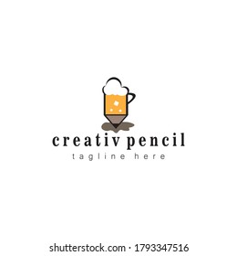 pencil, creative logo design, color vector template