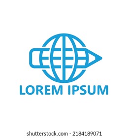 Vector de diseño de plantillas de logotipo de mundo creativo de lápiz