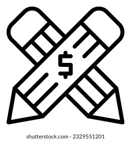 Bleistift kreuzt Symbol Umrandungsvektor. Marktblog. Digitale Medien