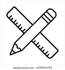A pencil crossed with a ruler icon, representing education, school, design, or creativity