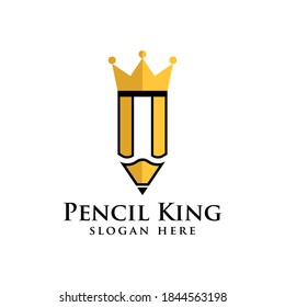 pencil with crown creative logo design template