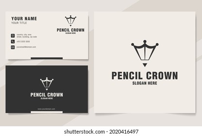 Pencil crown logo template on monogram style