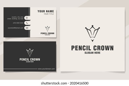 Pencil crown logo template on monogram style