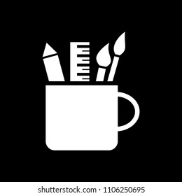Pencil cup holder vector icon