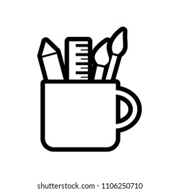 Pencil cup holder vector icon