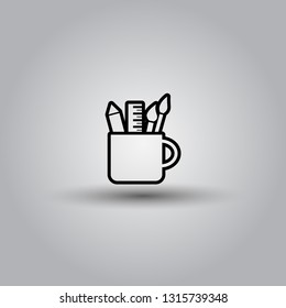 Pencil cup holder vector icon