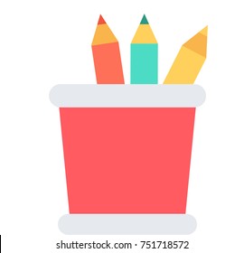 Pencil cup isolated vector illustration