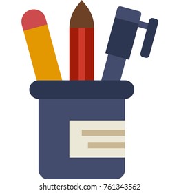 Pencil cup isolated vector illustration