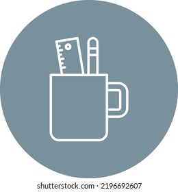 Pencil Cup line circle icon vector image. Can also be used for web apps, mobile apps and print media.