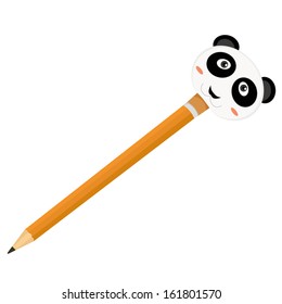 pencil with cute animal head vector