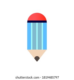 pencil cute icon with blue color. flat icon design