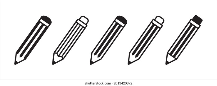 Pencil cute icon set. Crayon pen vector illustration