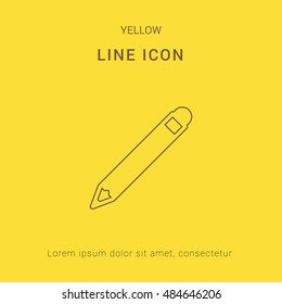 Pencil Cute yellow thin line icon / logo Design