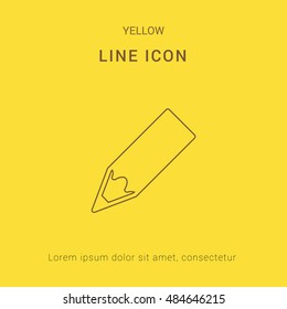 Pencil Cute yellow thin line icon / logo Design