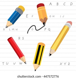 pencil in different styles