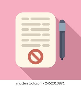 Pencil disclaimer paper icon flat vector. Document letter. Contract mark