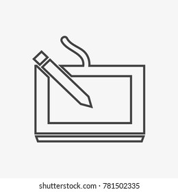 Pencil and display vector icon isolated on light grey background