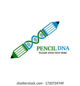 Pencil DNA logo design template illustration. there are DNA and pencil. this is good for education