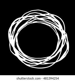 Pencil Doodle Border Template. Hand Drawn Scribble Circle Frame