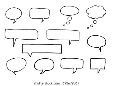 Pencil Doodle Chat Bubbles On A Paper Background Vector