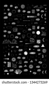 Pencil doodle different circles. A set of line drawings. Vector black outline shape