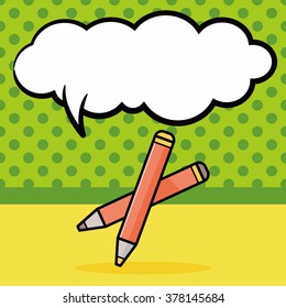 pencil doodle, speech bubble