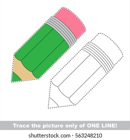 Pencil. Dot to dot educational game for kids, the one line tracing.