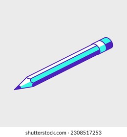 pencil draw isometric vector illustration