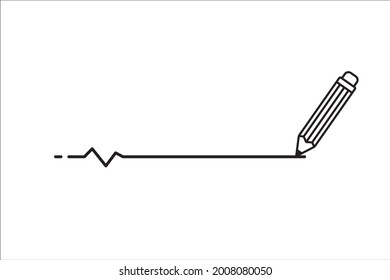 dibujar una línea en la ilustración horizontal vectorial. línea con un pequeño diagrama de ondas de pulso. signo de escritura y dibujo