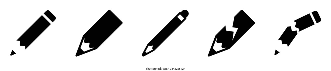 Pencil Drawing, Broken Pencil, Pencils Icon Pack, Mark, Write, Editing Tool, Sketch Tool - Stock Vector