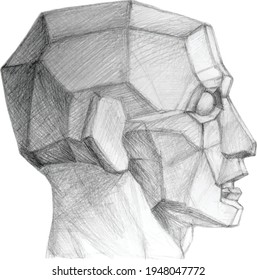 Pencil drawing of chopping off the head. Study guide for students.