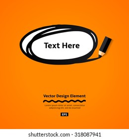 Pencil drawing doodle ellipse frame. Vector  Flat Design Elements. Flyer template.