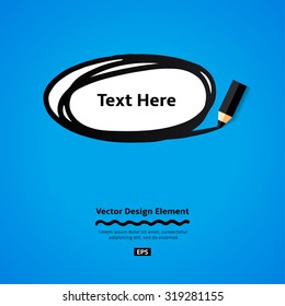 Pencil drawing doodle ellipse frame. Vector  Flat Design Elements. Flyer template.