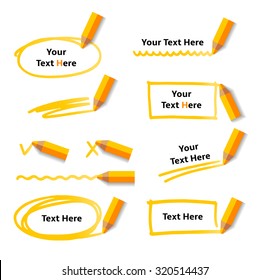 Pencil drawing doodle frames and lines. Vector Set of Flat Design Elements on white background.