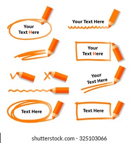 Pencil drawing doodle frames and lines. Vector Set of Flat Design Elements on white background.