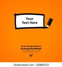 Pencil drawing doodle square frame. Vector  Flat Design Elements. Flyer template.