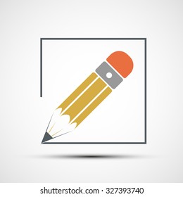 Pencil drawing. Flat design. Stock vector illustration.