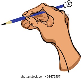 Pencil in drawing hand