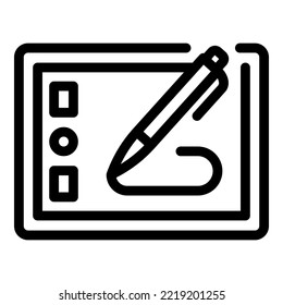 Pencil drawing icon outline vector. Tablet pad. Stylus draw
