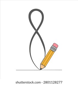A pencil drawing an infinity symbol on a white background, representing limitless education and learning.
