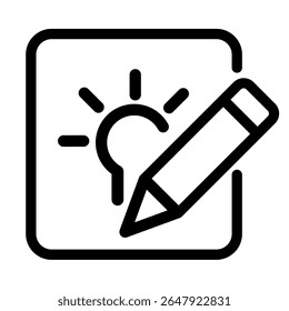 Pencil drawing of a lightbulb in a box. Creative concept for brainstorming, innovation, packaging design, education, and creative thinking projects.