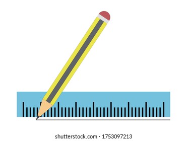 Pencil Drawing A Line With A Ruler.