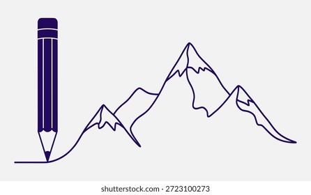 Pencil drawing a mountain range landscape
