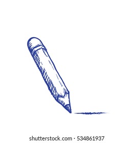 Pencil drawing on white background. Hand-drawn stationery in doodle style. Concept for education.