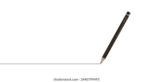Lápiz para dibujar. Una línea. Carta escrita a mano. Ilustración vectorial .