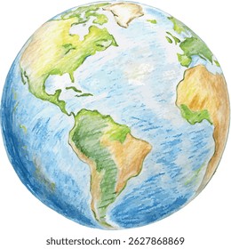 Pencil Drawing Planet Earth Globe Classic Illustration
