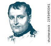 Pencil drawing portrait of Napoleon Bonaparte