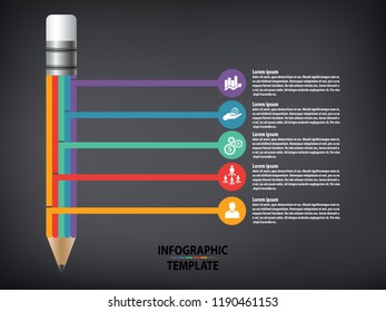 Pencil drawing is a sequence of lines of Business designed timeline infographic background with colorful pin pointer vector illustration, template milestone element modern diagram process technology